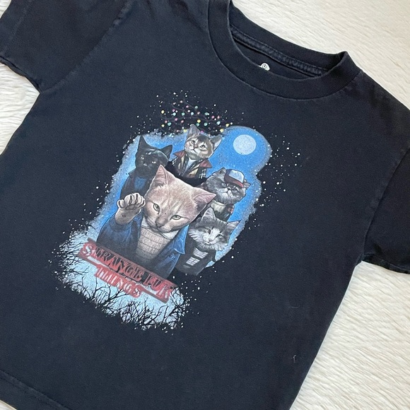 Netflix strange fur things unisex cat print graphic tee - Picture 1 of 12